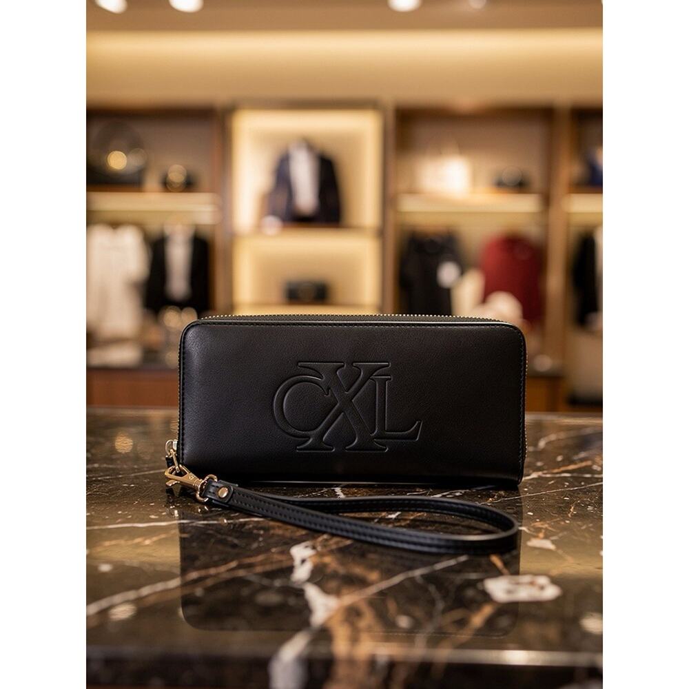 CXL by Christian Lacroix Black Faux Leather Zip Wristlet Wallet‎ New w/ Tags - Picture 5 of 12